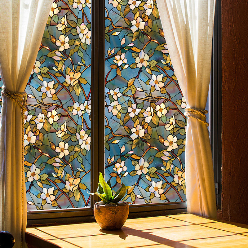 Double-sided colorful flower static glass sticker