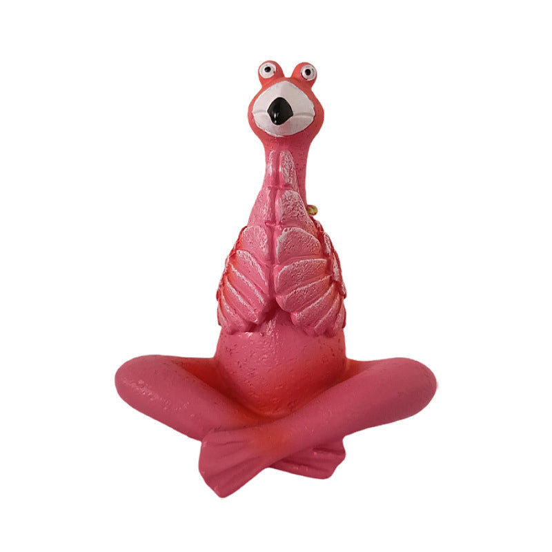 Outdoor Decoration Flamingo Yoga Meditation Statue Garden Ornament -3 Shapes