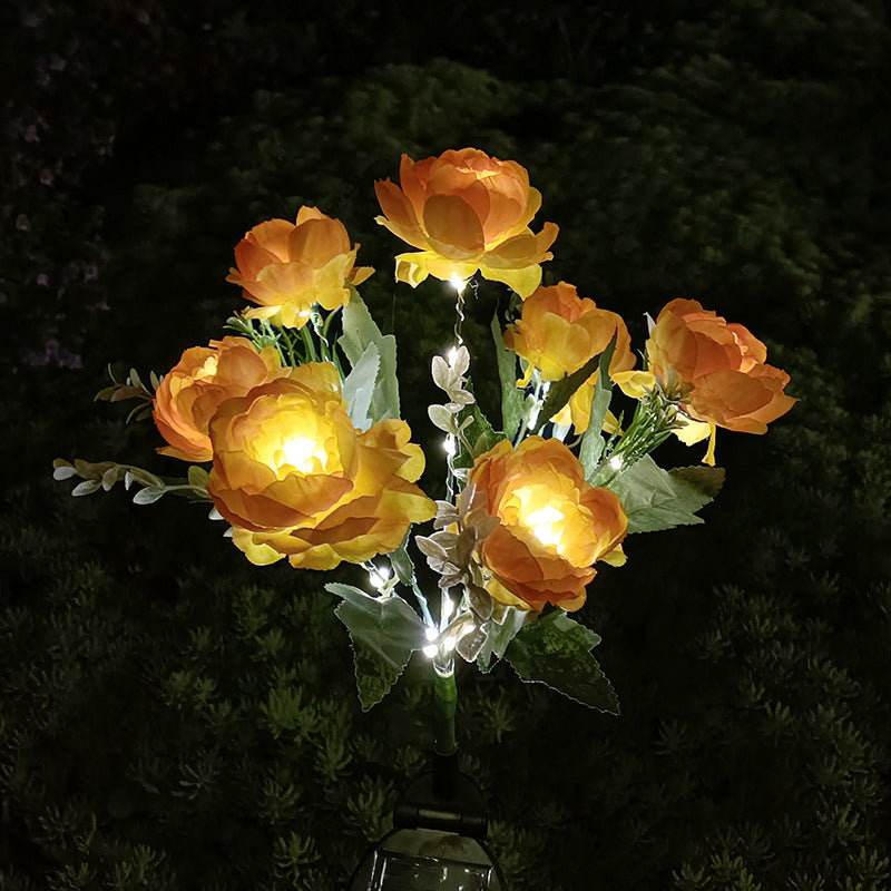 Solar-Powered 7-Head Peony LED Garden Light