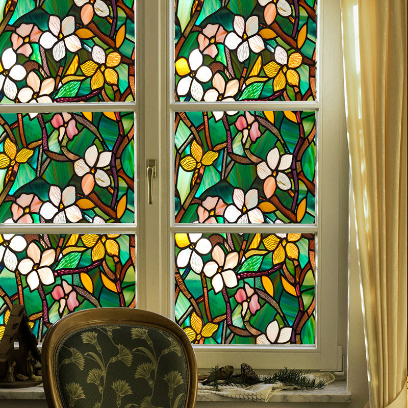 Double-sided colorful flower static glass sticker