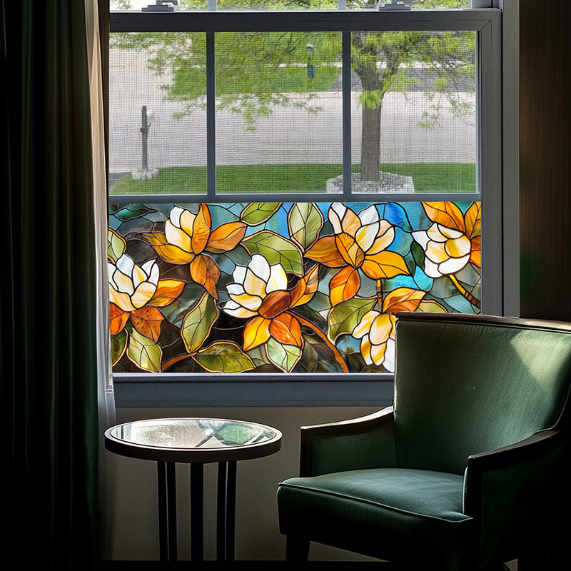 Colored flower static glass sticker