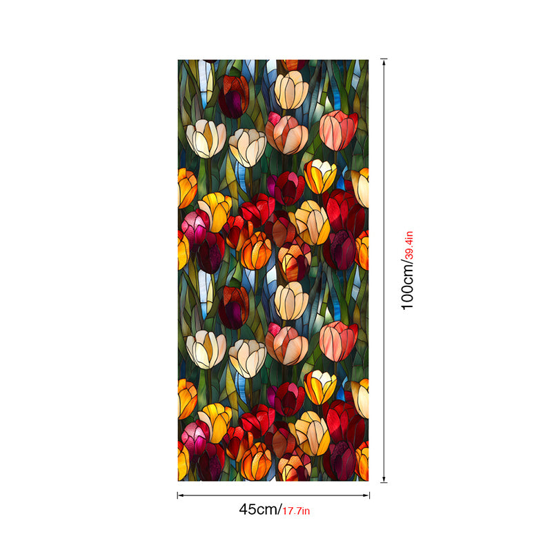 Double-sided colorful flower static glass sticker