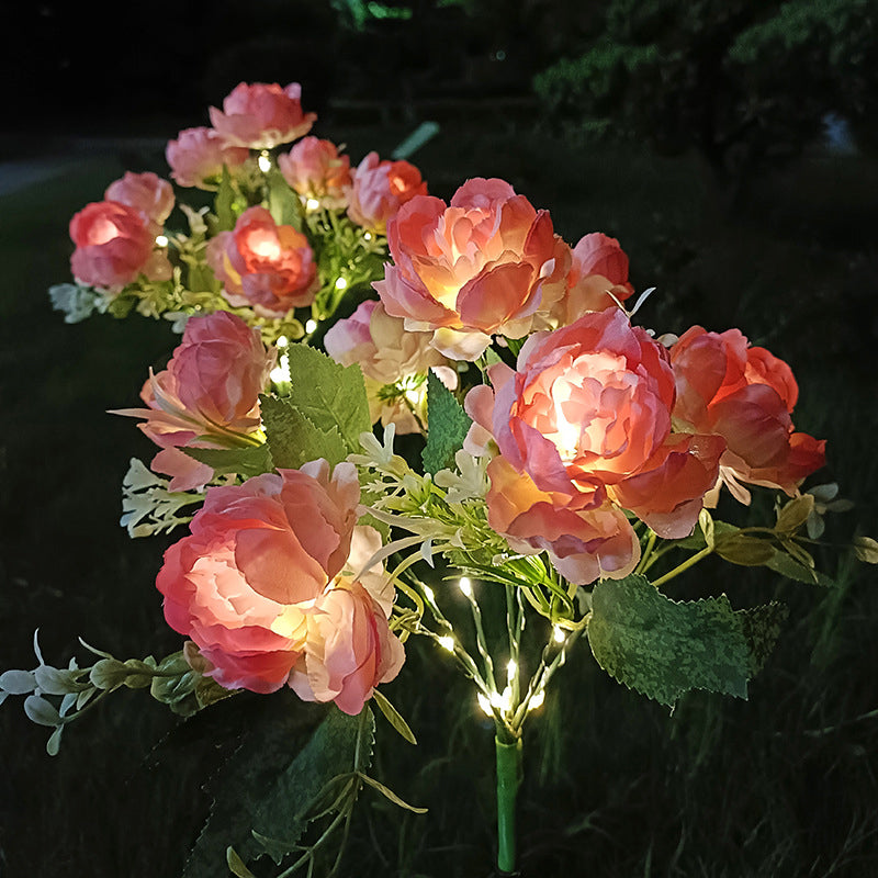 Solar-Powered 7-Head Peony LED Garden Light