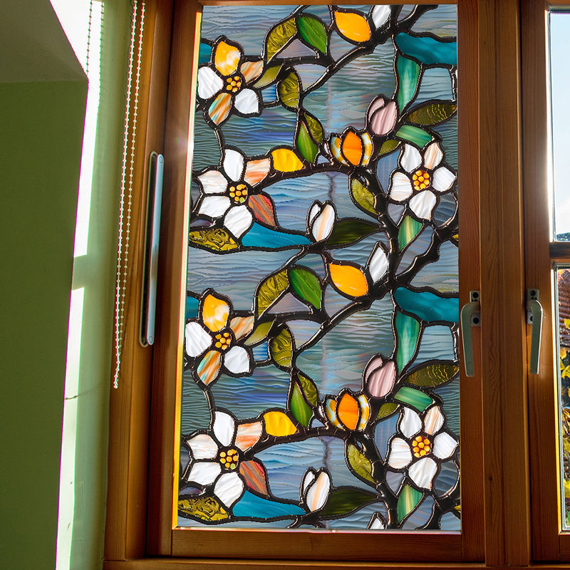 Double-sided colorful flower static glass sticker