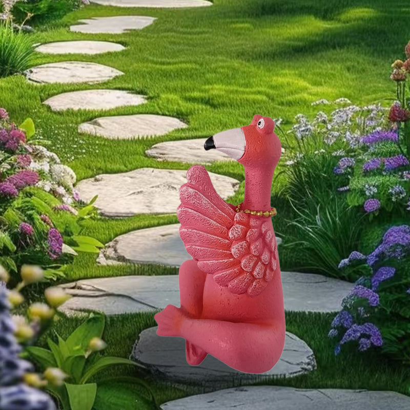 Outdoor Decoration Flamingo Yoga Meditation Statue Garden Ornament -3 Shapes