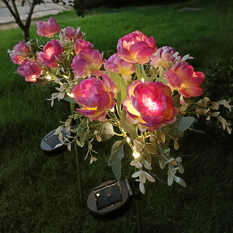 Solar-Powered 7-Head Peony LED Garden Light