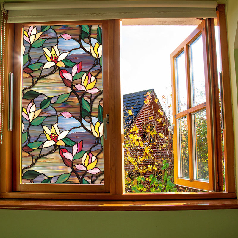 Double-sided colorful flower static glass sticker