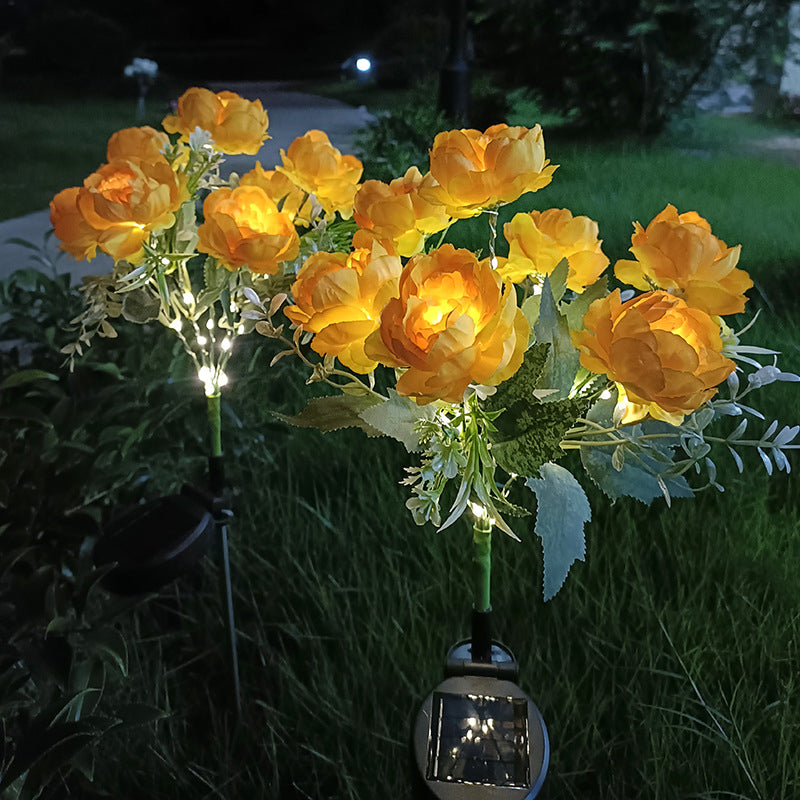Solar-Powered 7-Head Peony LED Garden Light