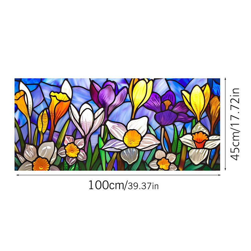 Colored flower static glass sticker