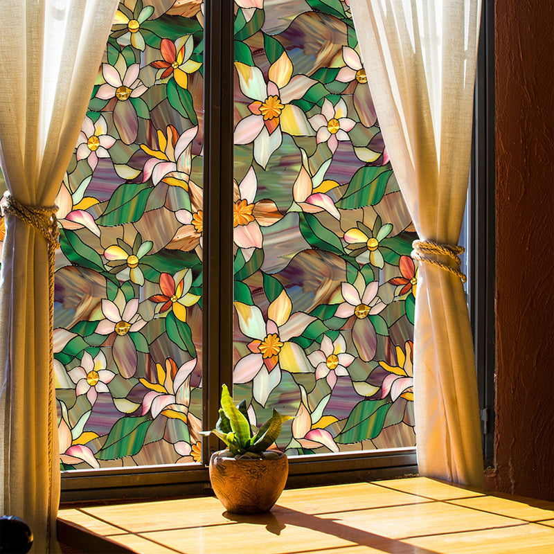 Double-sided colorful flower static glass sticker