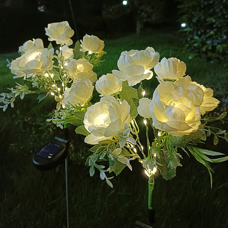 Solar-Powered 7-Head Peony LED Garden Light