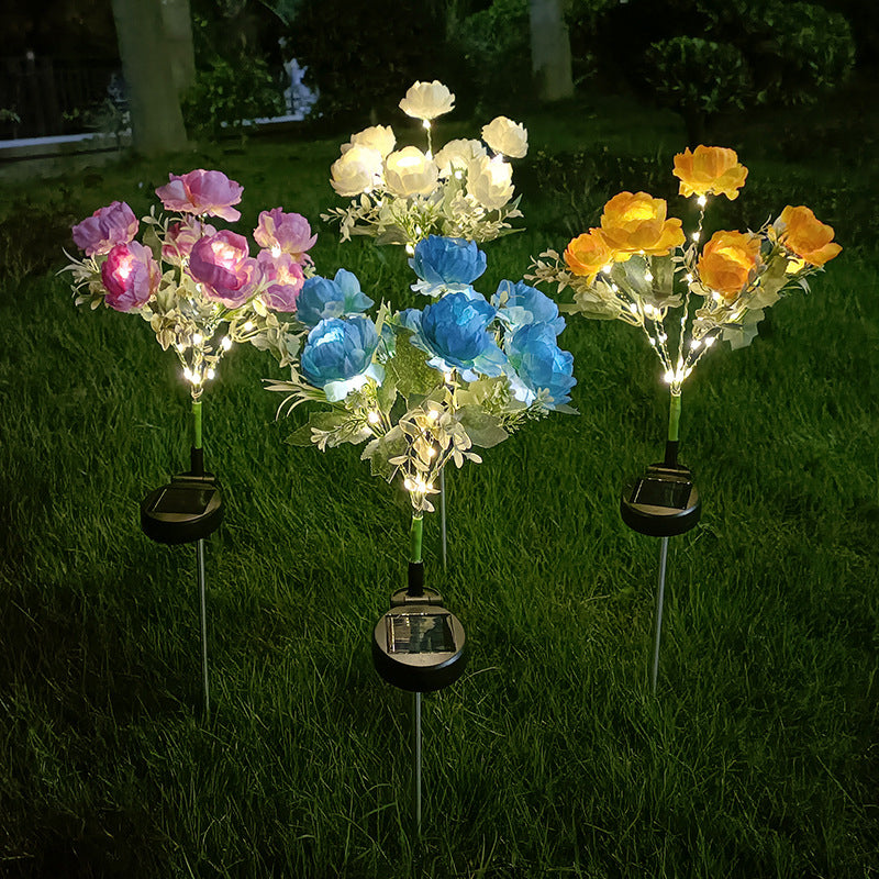 Solar-Powered 7-Head Peony LED Garden Light