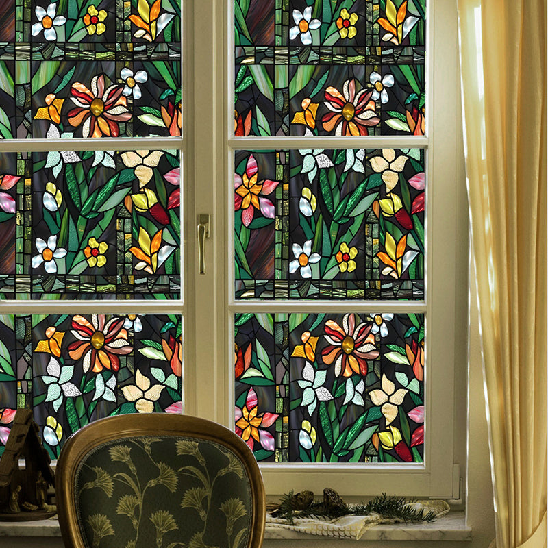 Double-sided colorful flower static glass sticker