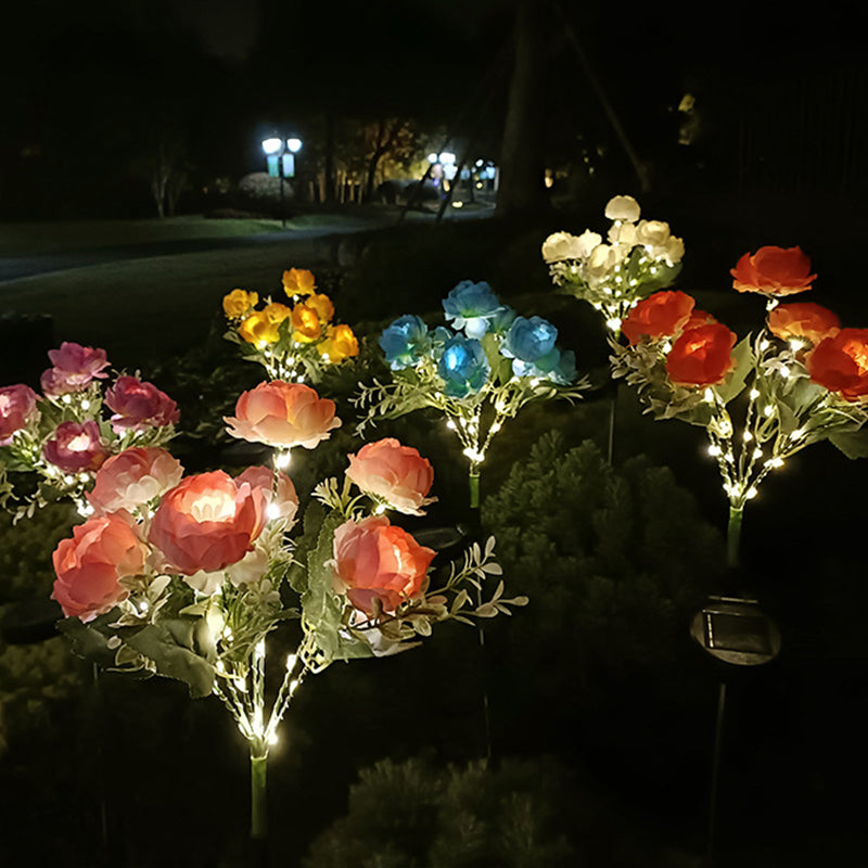 Solar-Powered 7-Head Peony LED Garden Light