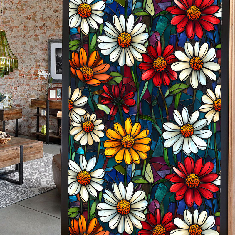 Double-sided colorful flower static glass sticker