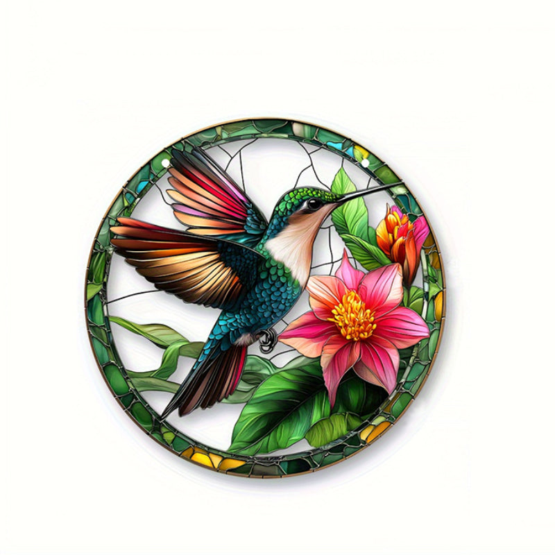 European Style Hummingbird Painted Acrylic Suncatcher