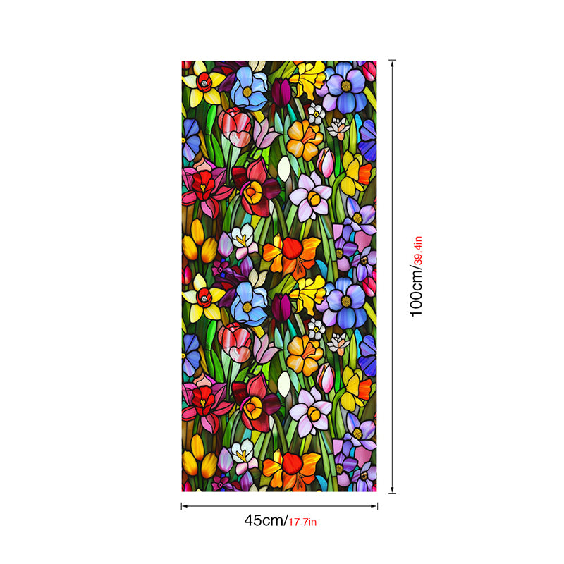 Double-sided colorful flower static glass sticker