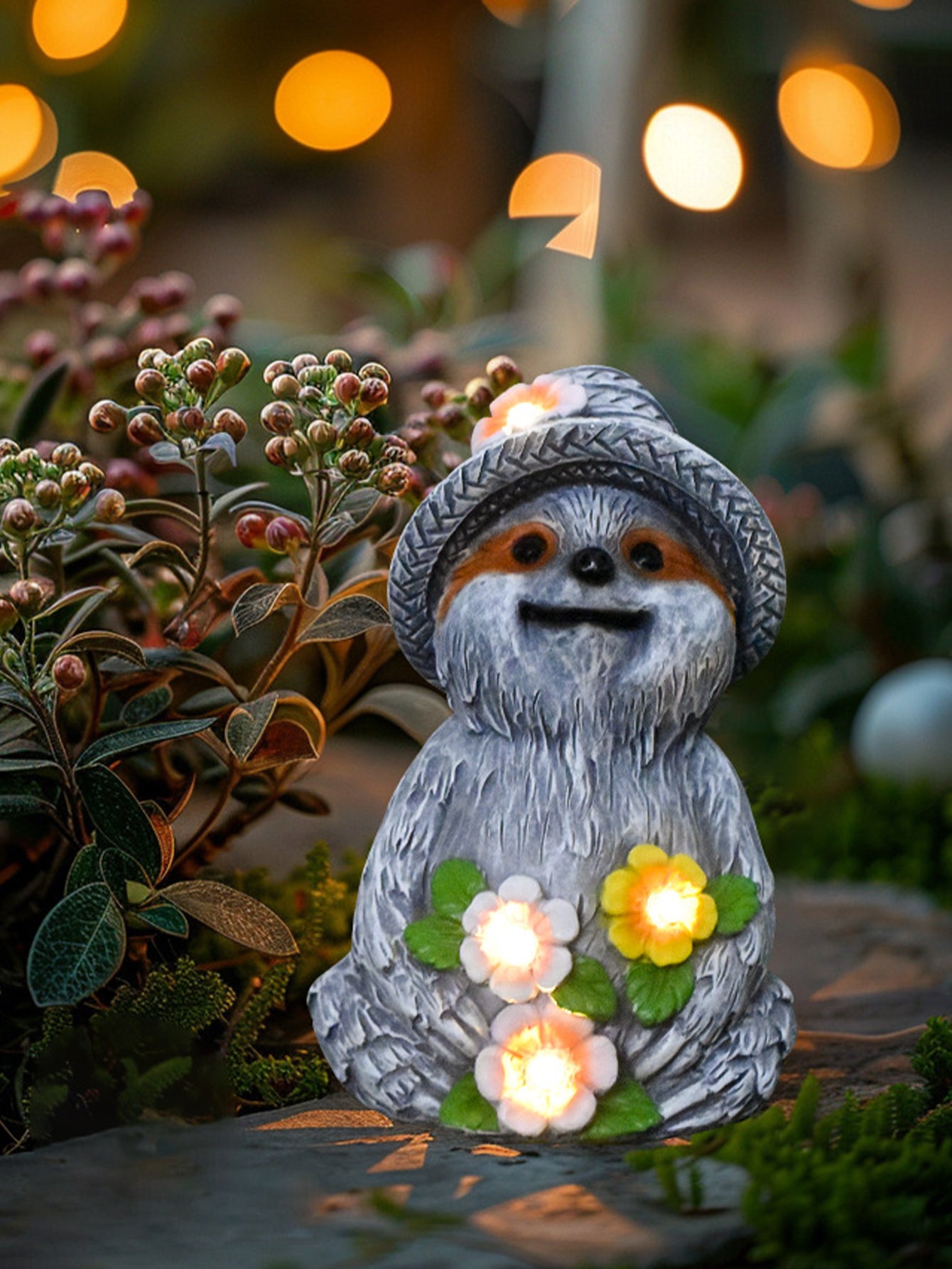 Solar-Powered Sloth Fairy Garden Statue