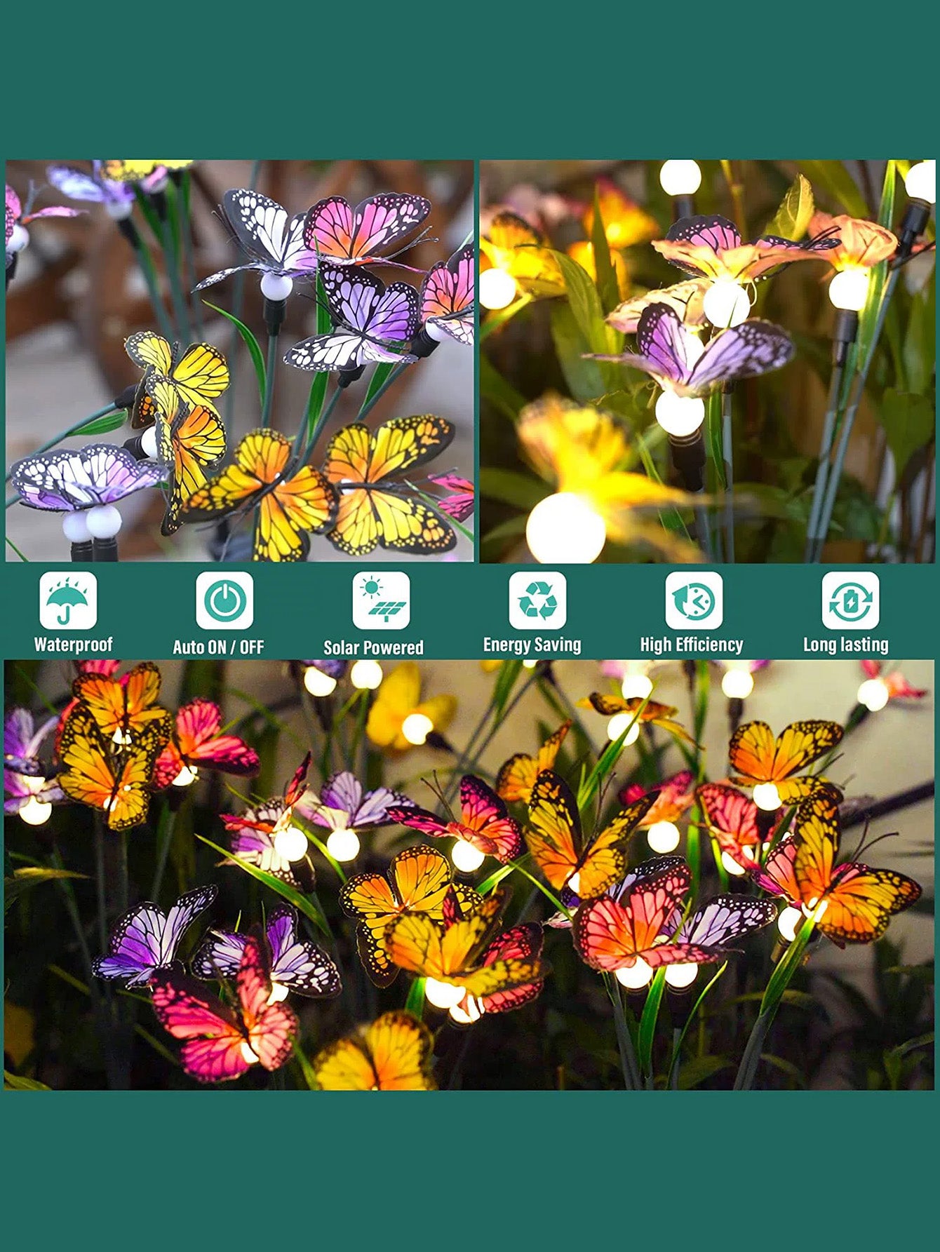 Solar-Powered LED Firefly Butterfly Garden Lights – Rustic Outdoor Decor