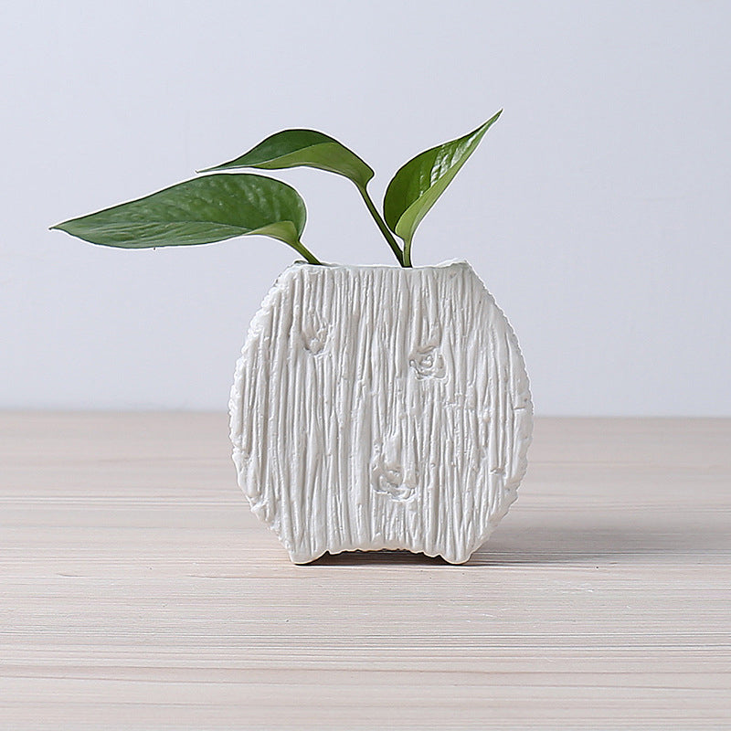 Simple plain fired hydroponic white porcelain flower pot