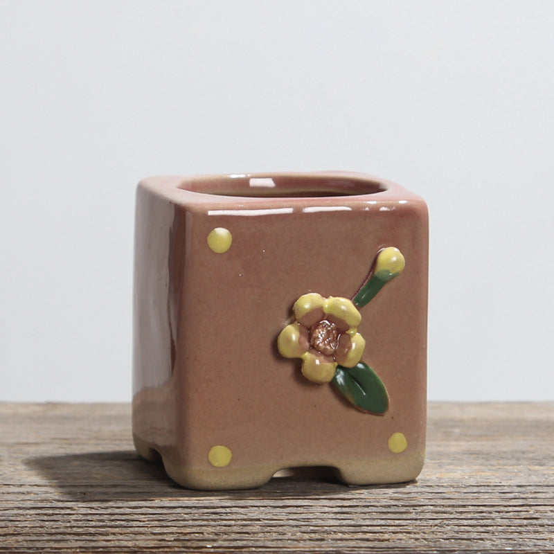 Simple breathable ceramic succulent flower pot