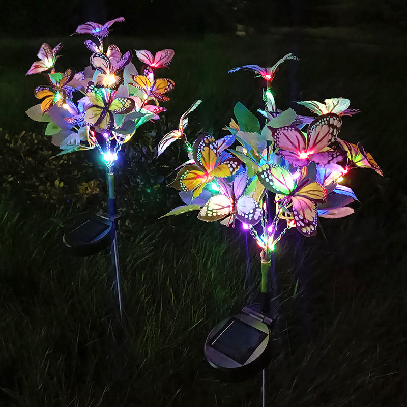 Solar-Powered Colorful LED Butterfly Floral Stake Light