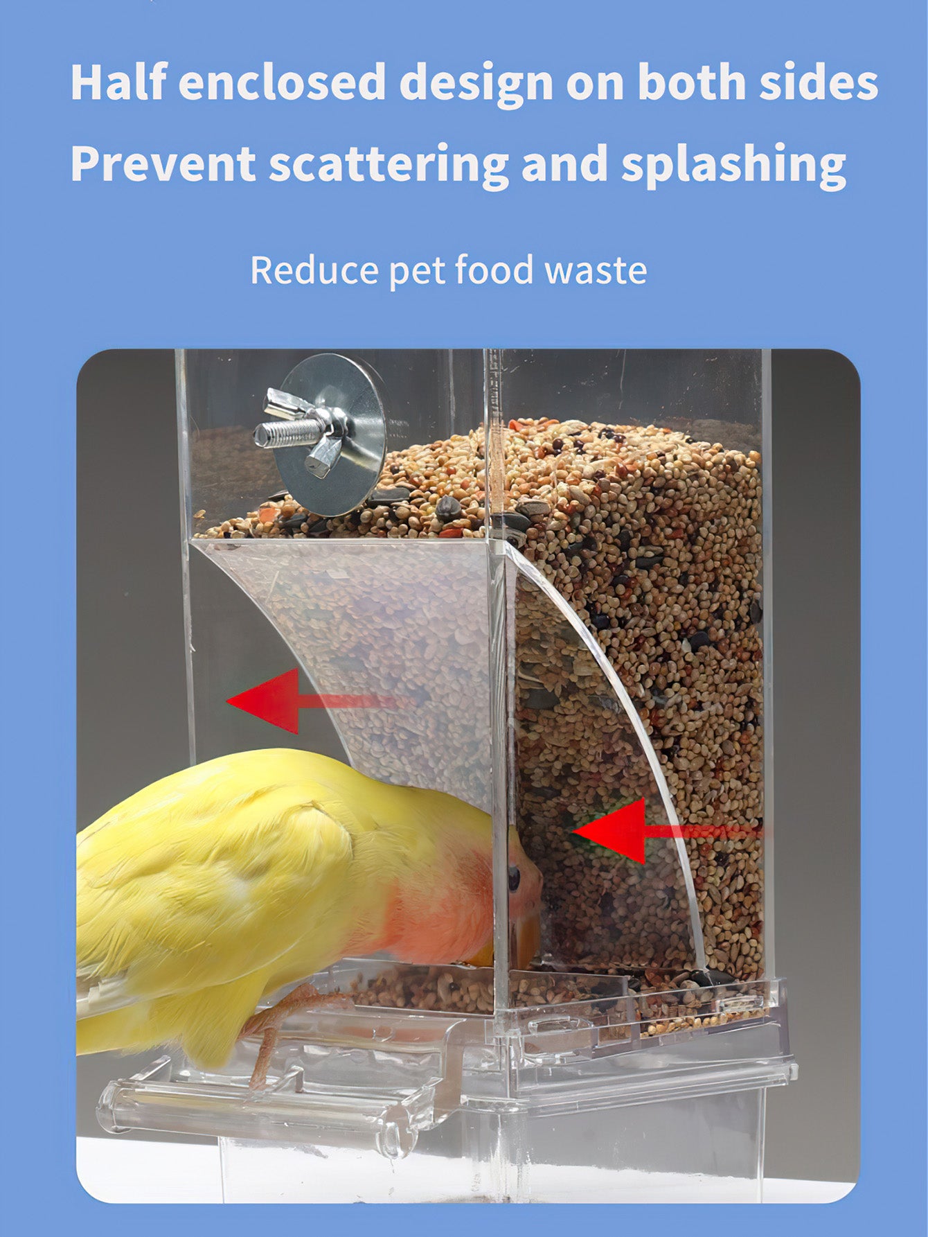 Parrot Bird Feeder Anti-Spill Automatic Dispenser with Husk Separation