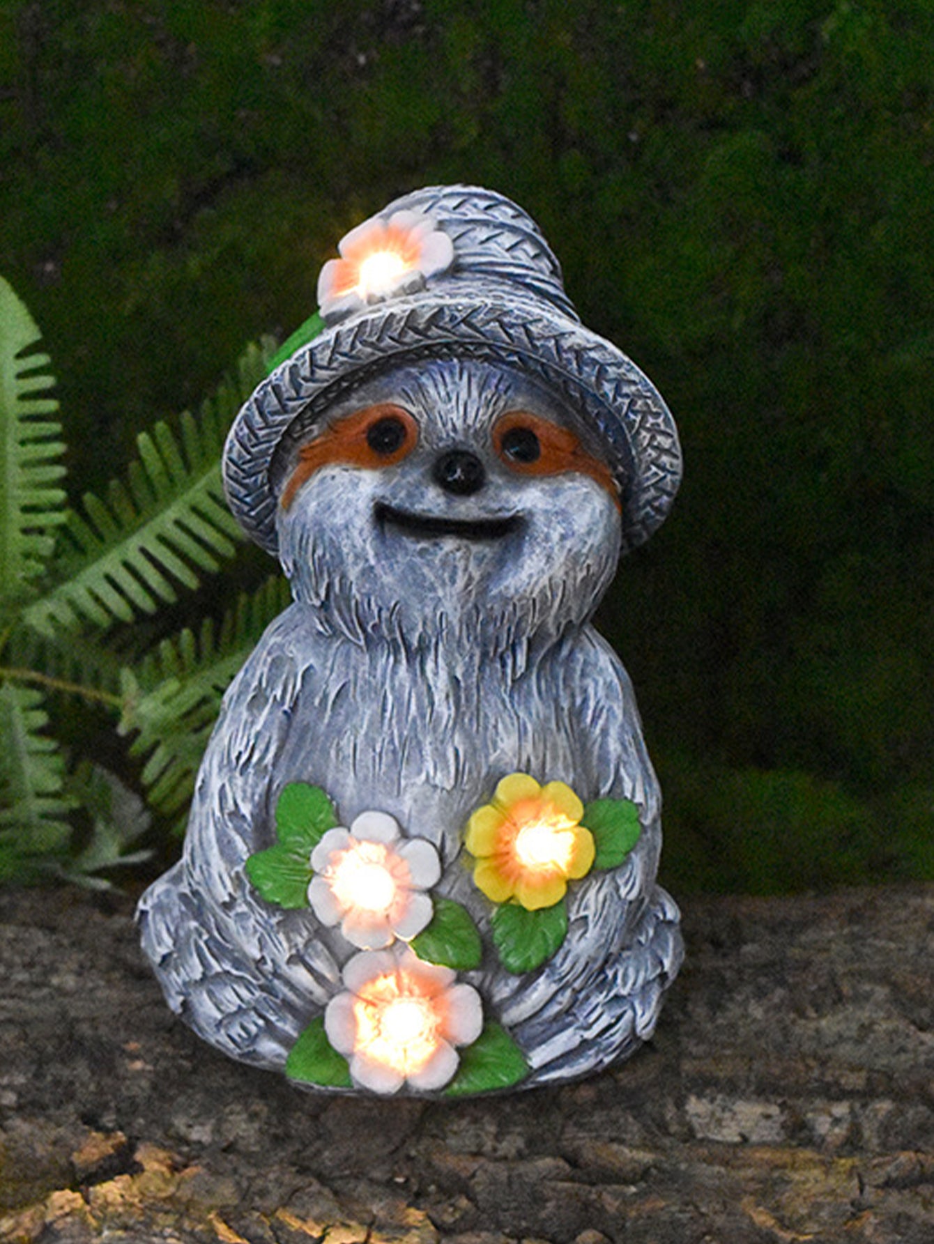 Solar-Powered Sloth Fairy Garden Statue