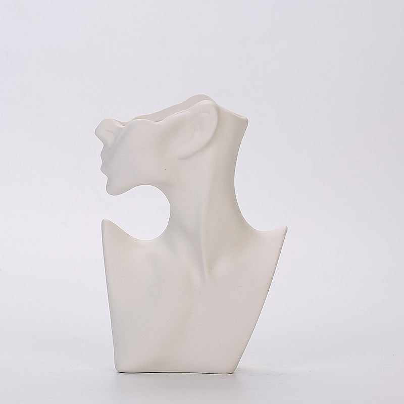 Human body ceramic dried flower vase bisque decoration