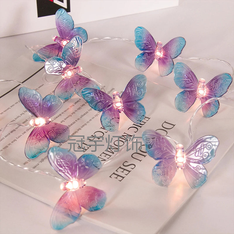 Solar-Powered LED Butterfly String Lights