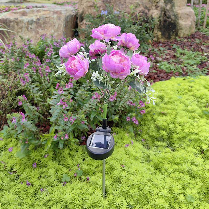 Solar-Powered 7-Head Peony LED Garden Light