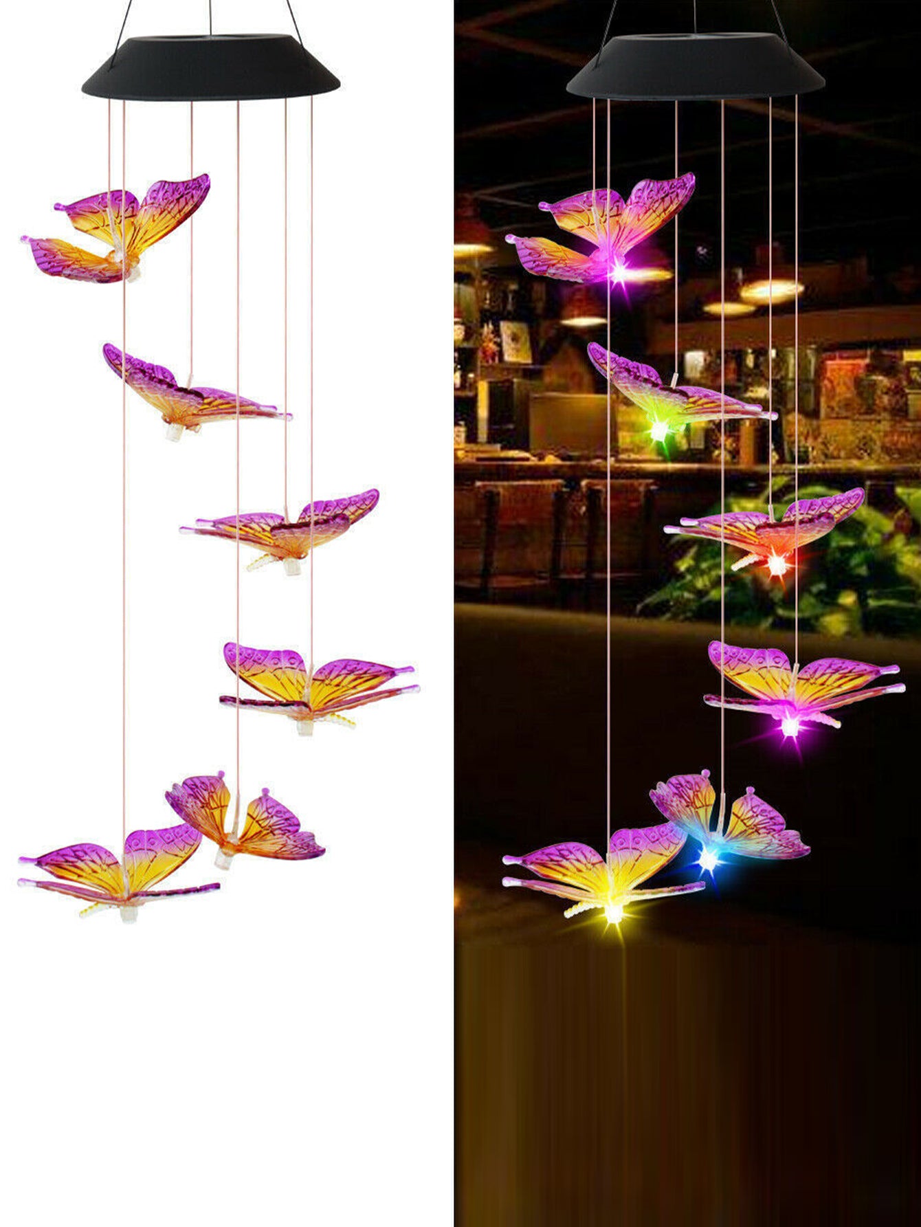 Waterproof Solar Butterfly/Hummingbird Wind Chime Light
