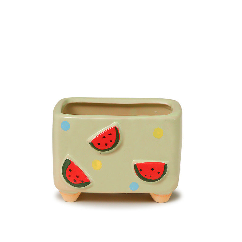 Pastoral fresh painted relief fruit succulent ceramic flower pots