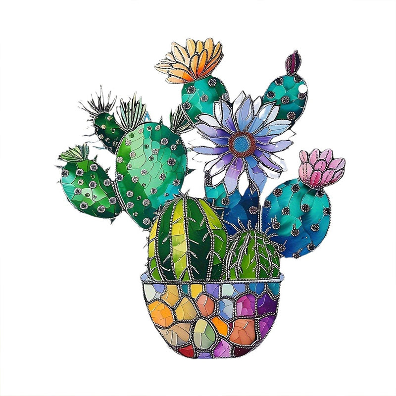 Cactus Potted Decorative Colored Acrylic Window Hanging