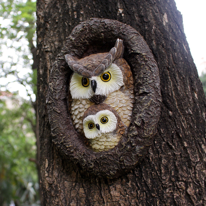 Mother and Child Owl Tree Hole Pendant