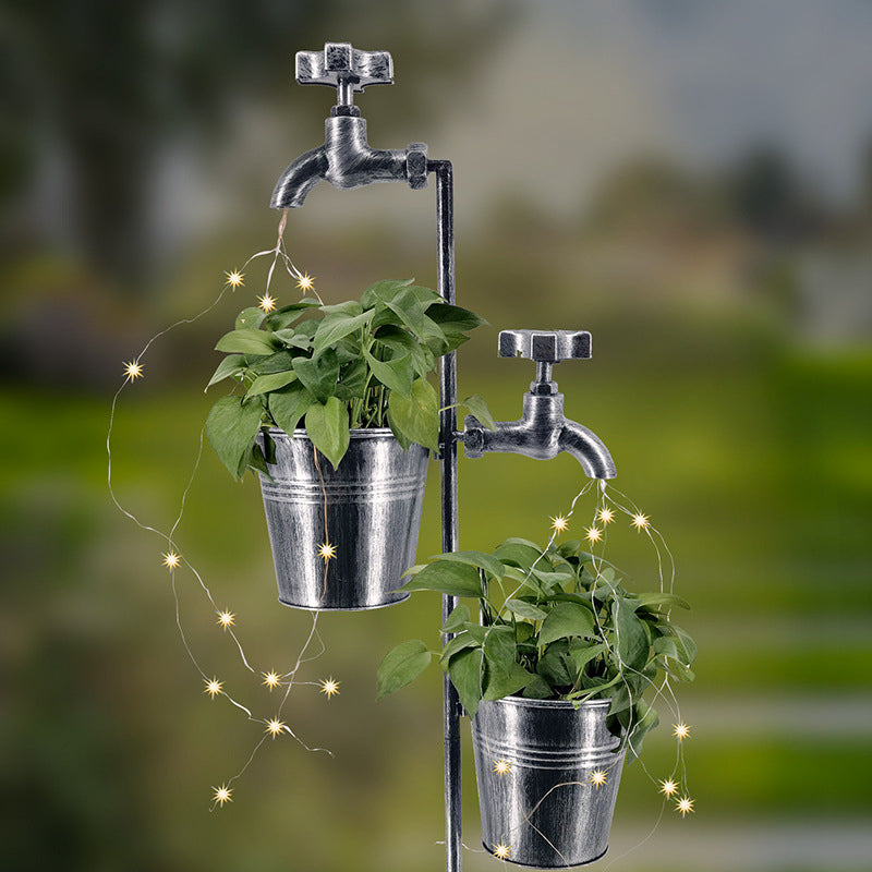 Solar Retro Metal Faucet Garden Pile Light