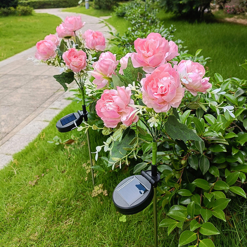 Solar-Powered 7-Head Peony LED Garden Light