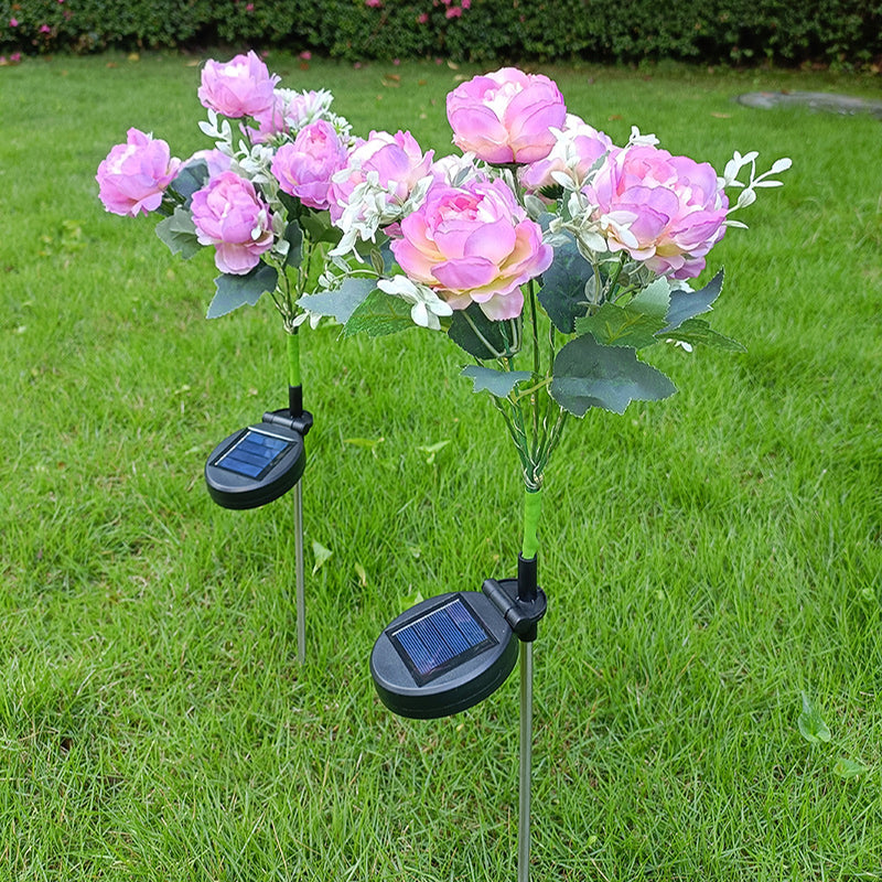 Solar-Powered 7-Head Peony LED Garden Light