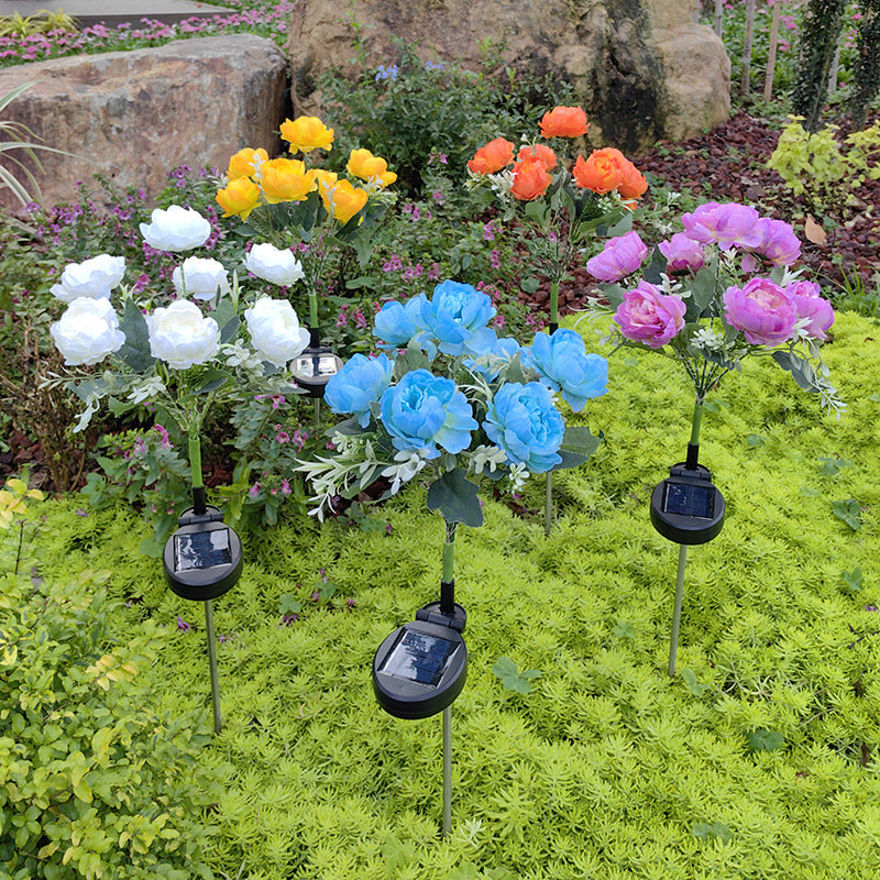 Solar-Powered 7-Head Peony LED Garden Light