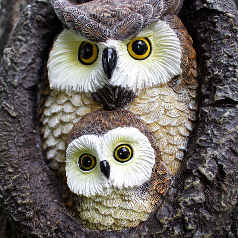 Mother and Child Owl Tree Hole Pendant