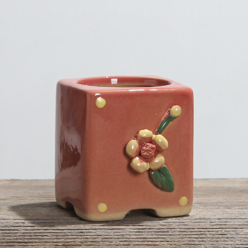 Simple breathable ceramic succulent flower pot