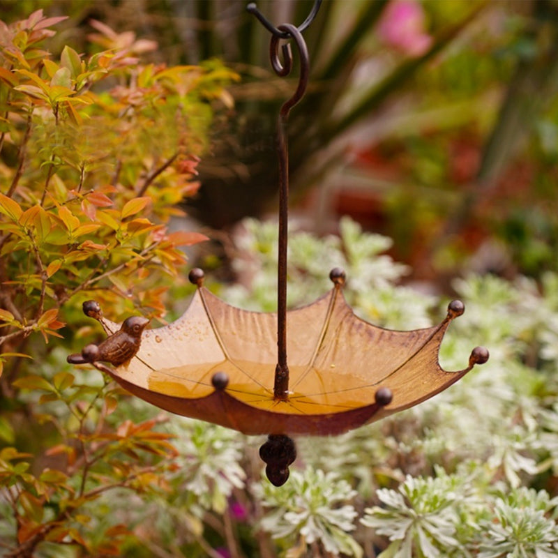 Hummingbird umbrella-shaped iron bird feeder