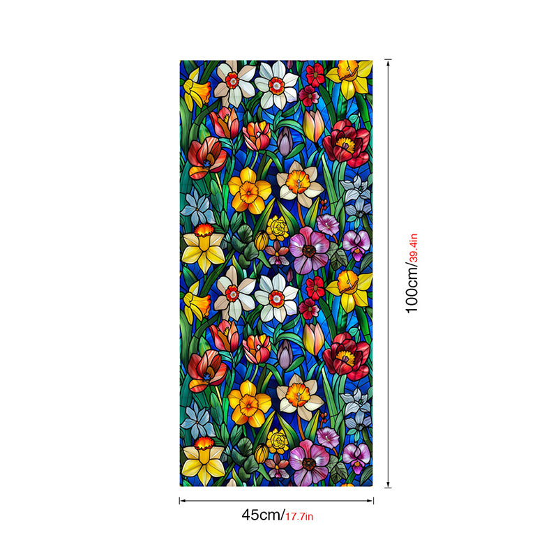 Double-sided colorful flower static glass sticker