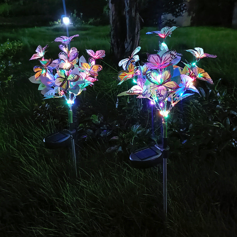 Solar-Powered Colorful LED Butterfly Floral Stake Light