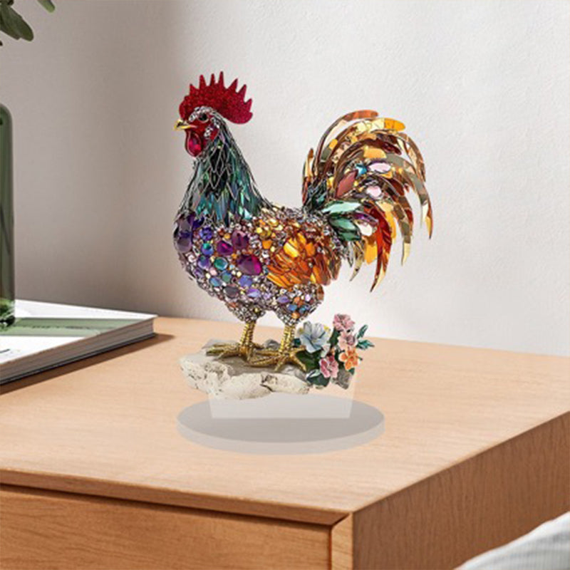 Colorful Lucky Rooster 2D Flat Acrylic Decorative Ornaments
