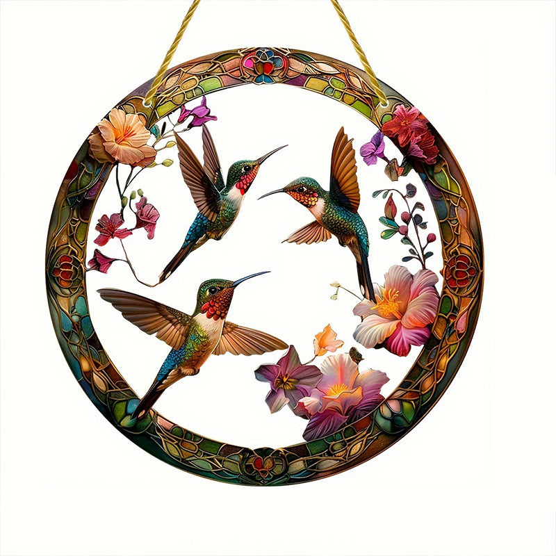 Colorful Parrot Branch Decorated Acrylic Sun Catcher