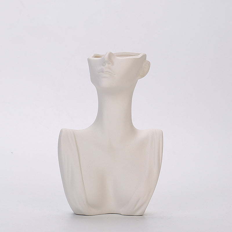 Human body ceramic dried flower vase bisque decoration