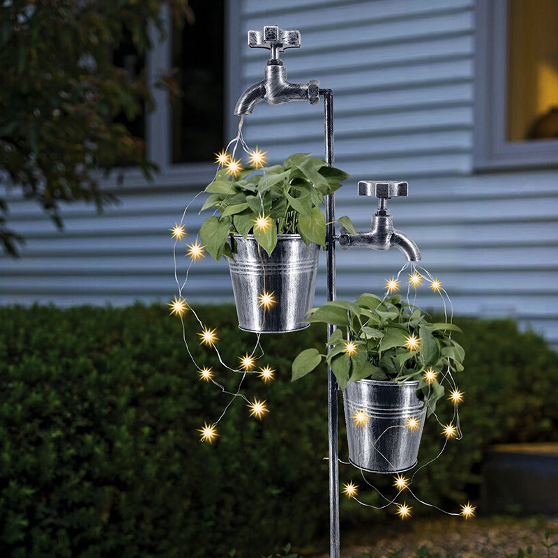 Solar Retro Metal Faucet Garden Pile Light