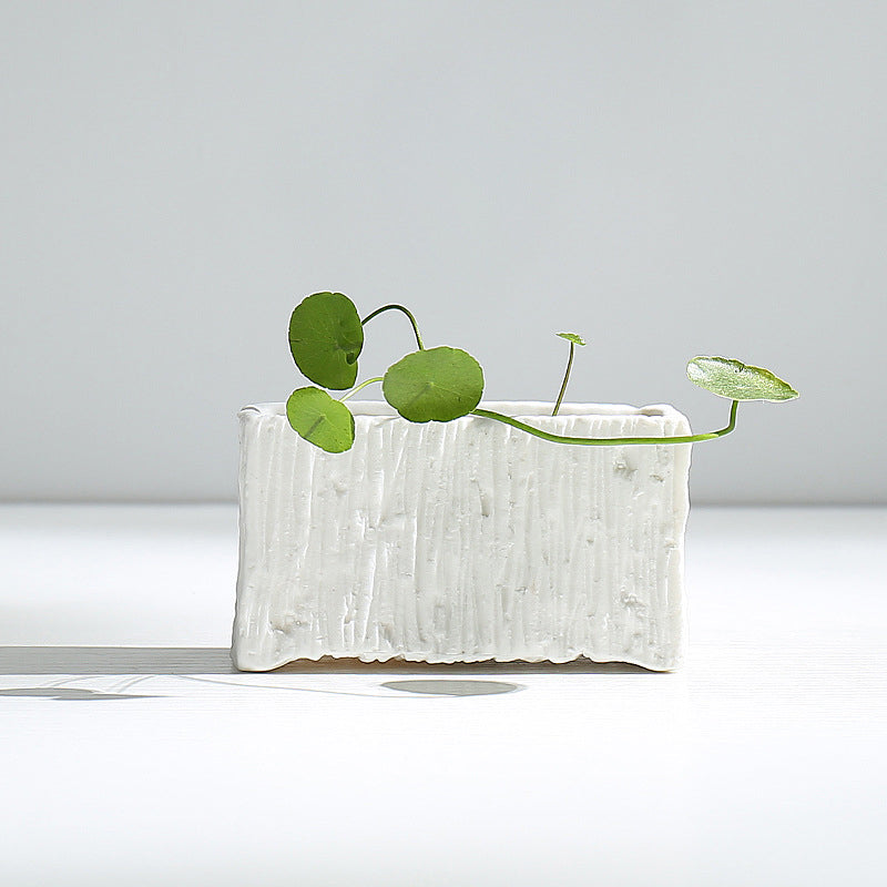 Simple plain fired hydroponic white porcelain flower pot