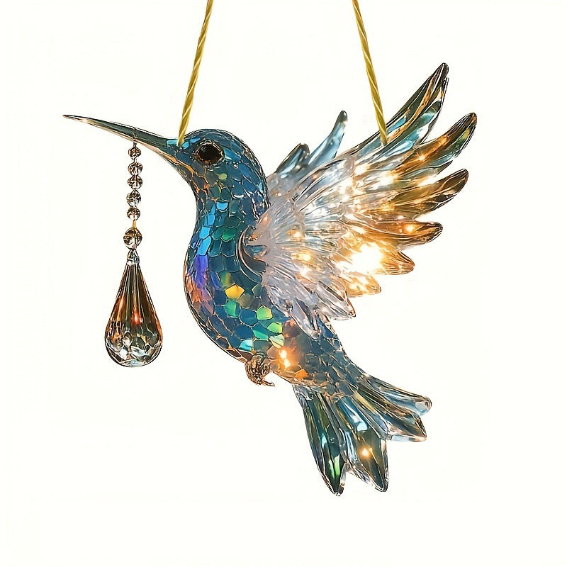 European Style Hummingbird Painted Acrylic Suncatcher